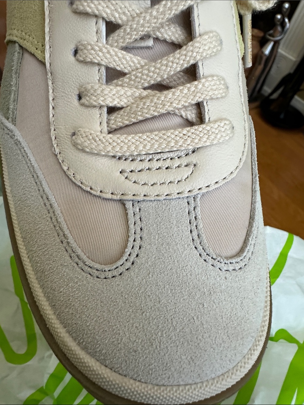 Sam Edelman Neutral Suede & Gold Accent Platform Sneaker - Picture 5 of 9
